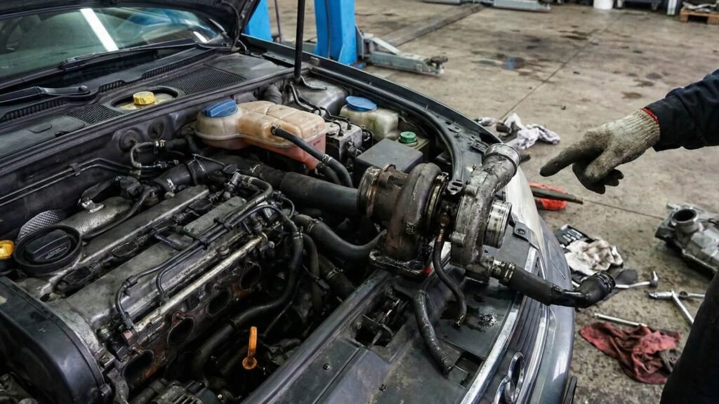 Turbinos gedimo požymiai, mėlynas dūmas ir dingusi trauka